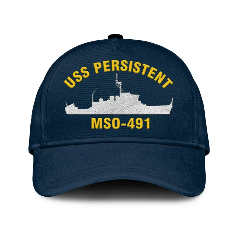 Uss Persistent Mso-491 Classic Cap, Custom Print/embroidered Us Navy Ships Classic Baseball Cap, Gift For Navy Veteran