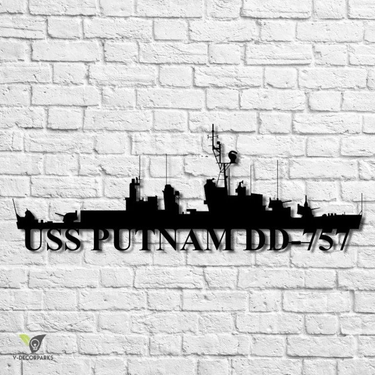 Uss Putnam Dd-757 Navy Ship Metal Art, Gift For Navy Veteran, Navy Ships Silhouette Metal Art, Navy Home Decor