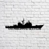 Uss Philippine Sea Cg-58 Navy Ship Metal Sign, Memory Wall Metal Sign Gift For Navy Veteran, Navy Ships Silhouette Metal Sign