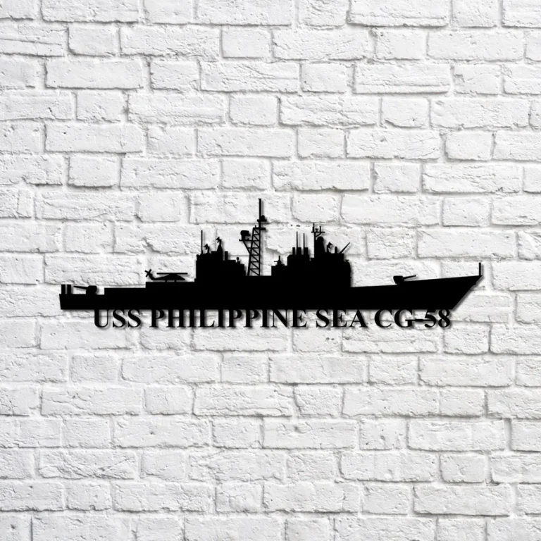 Uss Philippine Sea Cg-58 Navy Ship Metal Sign, Memory Wall Metal Sign Gift For Navy Veteran, Navy Ships Silhouette Metal Sign