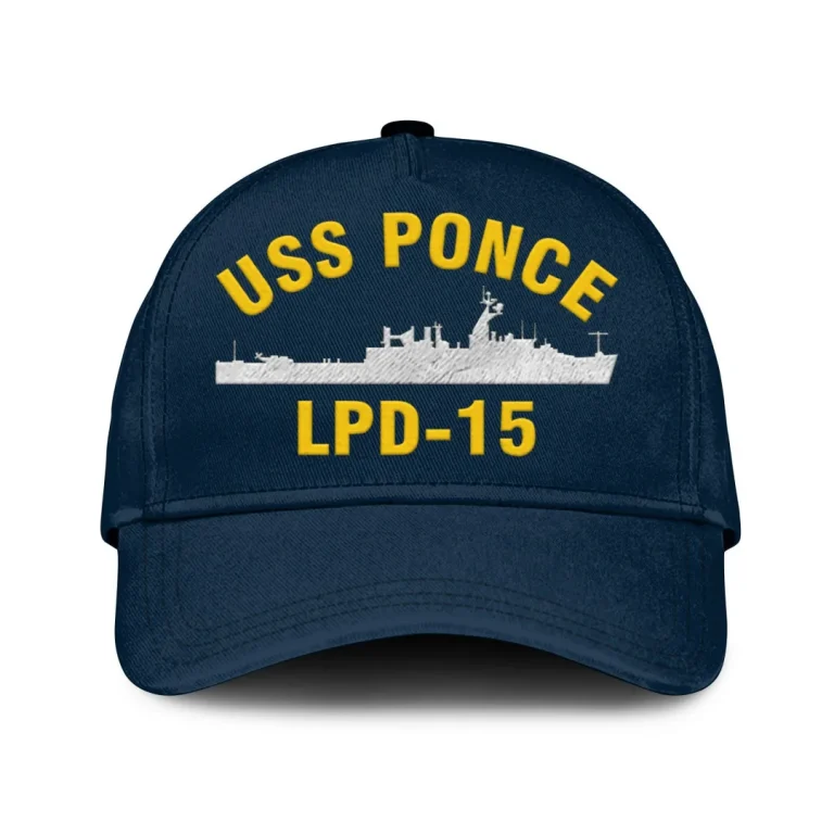 Uss Ponce Lpd-15 Classic Cap, Custom Print/embroidered Us Navy Ships Classic Baseball Cap, Gift For Navy Veteran