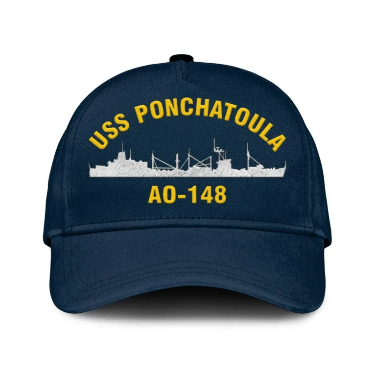 Uss Ponchatoula Ao 148 Classic Cap, Custom Print/embroidered Us Navy Ships Classic Baseball Cap, Gift For Navy Veteran