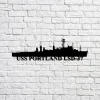 Uss Portland Lsd-37 Navy Ship Metal Sign, Memory Wall Metal Sign Gift For Navy Veteran, Navy Ships Silhouette Metal Sign