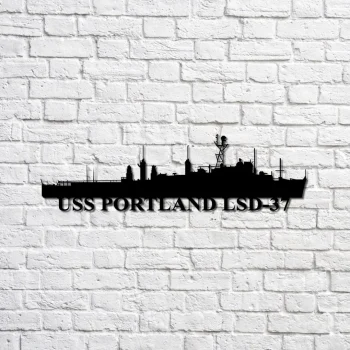 Uss Portland Lsd-37 Navy Ship Metal Sign, Memory Wall Metal Sign Gift For Navy Veteran, Navy Ships Silhouette Metal Sign