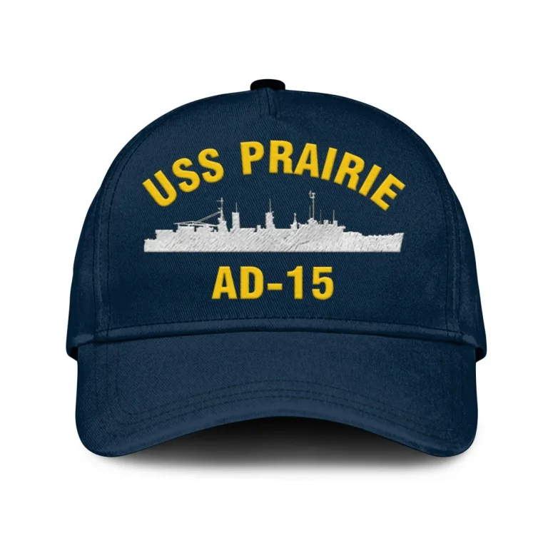 Uss Prairie Ad-15 Classic Cap, Custom Print/embroidered Us Navy Ships Classic Baseball Cap, Gift For Navy Veteran