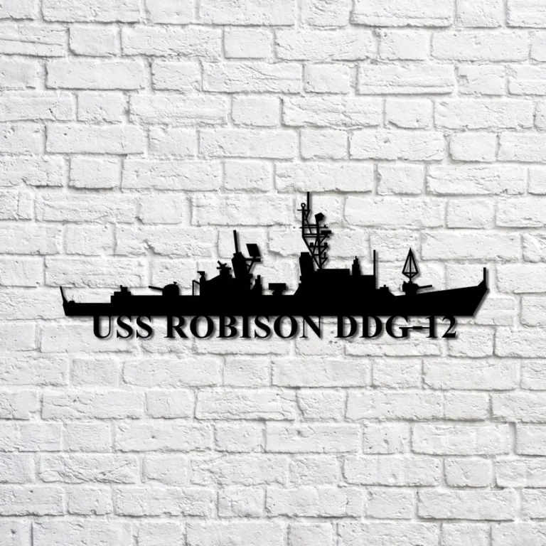 Uss Robison Ddg-12 Navy Ship Metal Sign, Memory Wall Metal Sign Gift For Navy Veteran, Navy Ships Silhouette Metal Sign