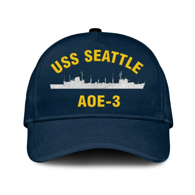 Uss Seattle Aoe-3 Classic Cap, Custom Print/embroidered Us Navy Ships Classic Baseball Cap, Gift For Navy Veteran