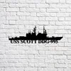 Uss Scott Ddg-995 Navy Ship Metal Sign, Memory Wall Metal Sign Gift For Navy Veteran, Navy Ships Silhouette Metal Sign