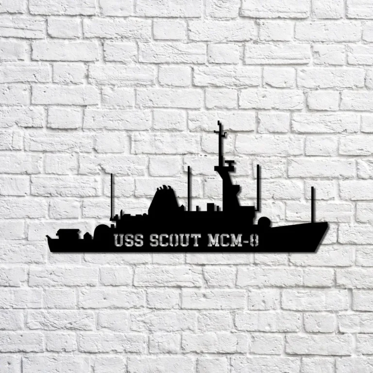 Uss Scout Mcm-8 Navy Ship Metal Sign, Memory Wall Metal Sign Gift For Navy Veteran