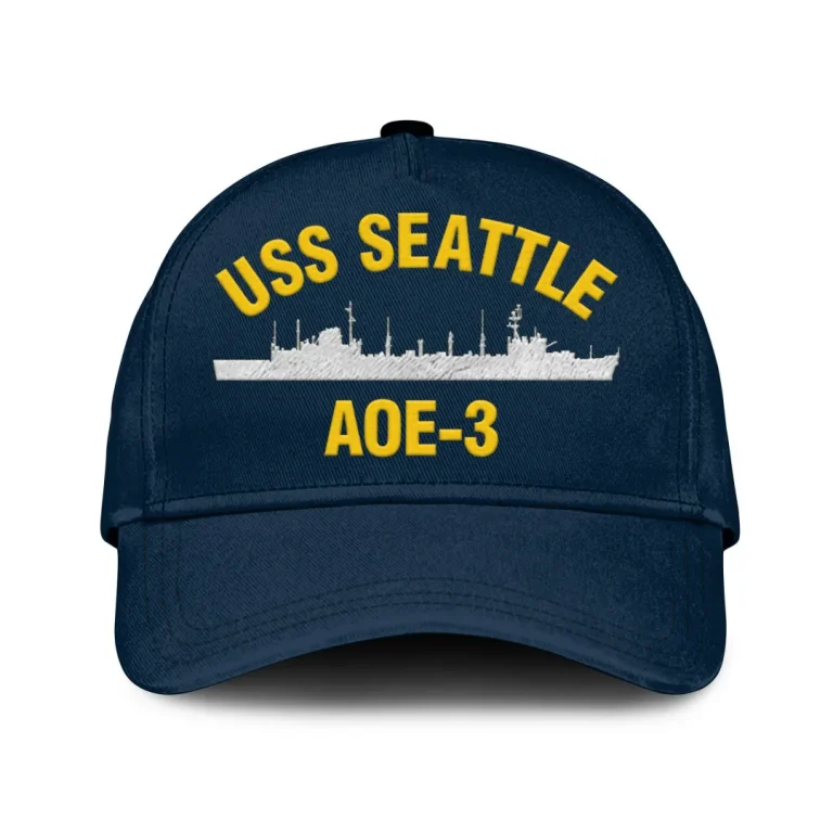 Uss Seattle Aoe-3 Classic Cap, Custom Print/embroidered Us Navy Ships Classic Baseball Cap, Gift For Navy Veteran