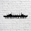 Uss Seattle Aoe-3 Ship Navy Ship Metal Sign, Memory Wall Metal Sign Gift For Navy Veteran, Navy Ships Silhouette Metal Sign