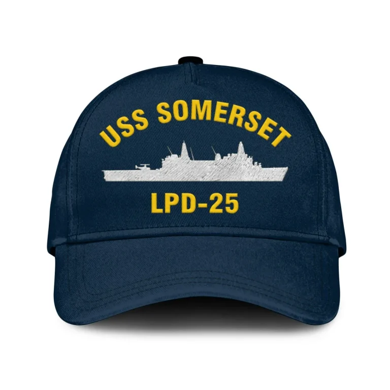 Uss Somerset Lpd-25 Classic Cap, Custom Print/embroidered Us Navy Ships Classic Baseball Cap, Gift For Navy Veteran