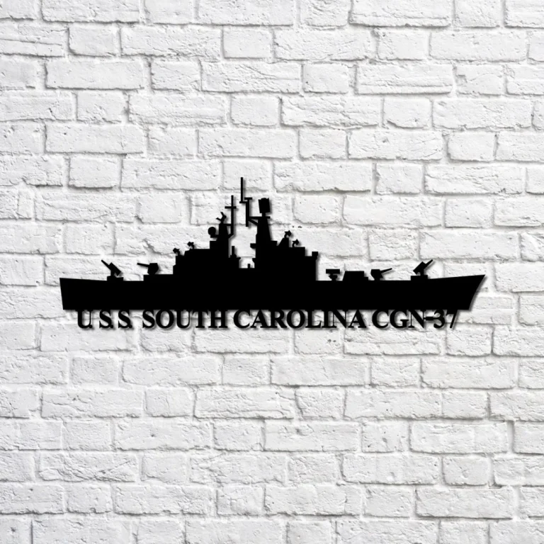 Uss South Carolina Cgn-37 Navy Ship Metal Sign, Memory Wall Metal Sign Gift For Navy Veteran, Navy Ships Silhouette Metal Sign