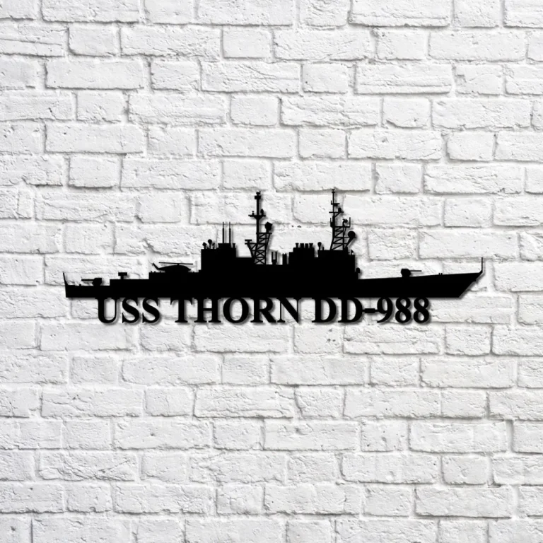 Uss Thorn Dd-988 Navy Ship Metal Sign, Memory Wall Metal Sign Gift For Navy Veteran, Navy Ships Silhouette Metal Sign