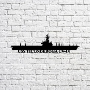 Uss Ticonderoga Cv-14 Navy Ship Metal Sign, Memory Wall Metal Sign Gift For Navy Veteran, Navy Ships Silhouette Metal Sign