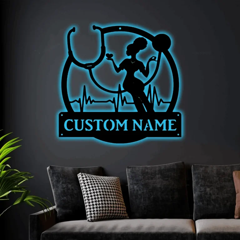 Untitled Personalized Nurse Sign With Led Lights, Nurse Wall Decor, Personalized Nurse Gift, Nurse Graduation Gift, Nurse Door Hanging Monogram Sign