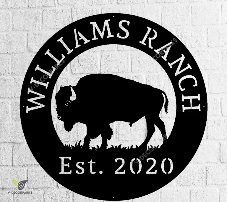 Buffalo Sign, American Bison Sign, Entrance Sign, Metal Art, Personalized Sign, Entrance Gate, Farm Sign, Ranch Sign, Bison Metal Sign