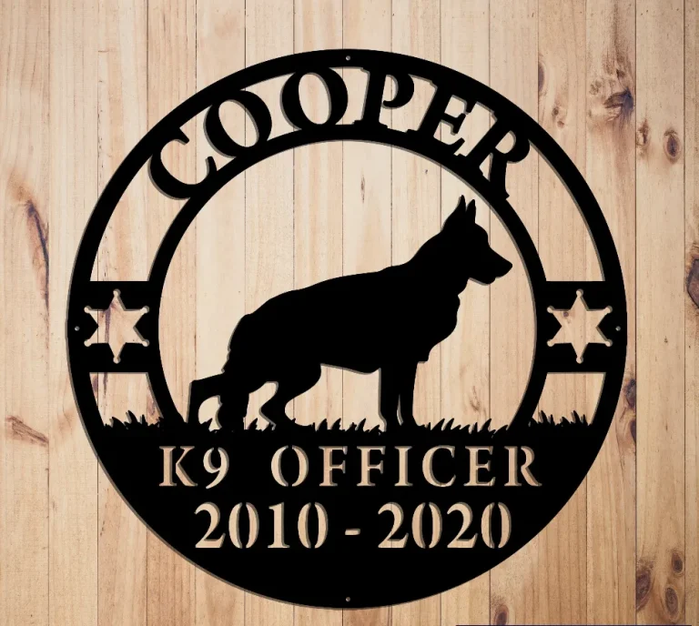 K9 Officer, Police K9, Veteran, Retirement Officer, Wall Decor, Plasma Cut Steel Sign, Custom Sign, Welcome Sign, Personalized Sign