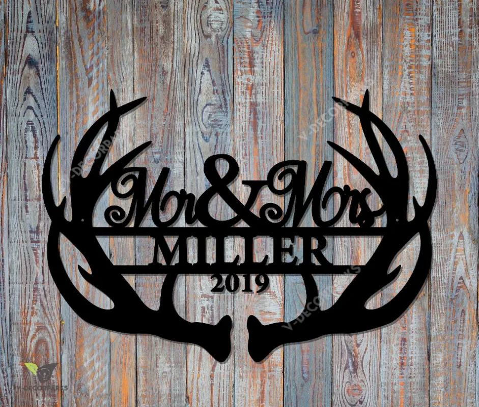 Custom Metal Sign, Antlers, Steel Art, Antler Monogram, Antler Sign ...