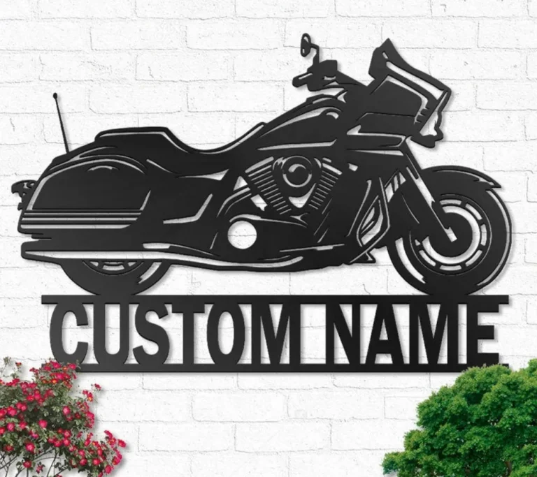 Custom Motorcycle Metal Wall Art, Personalized Motorcycle Garage Name Sign Decoration For Living Room, Biker Home Decor