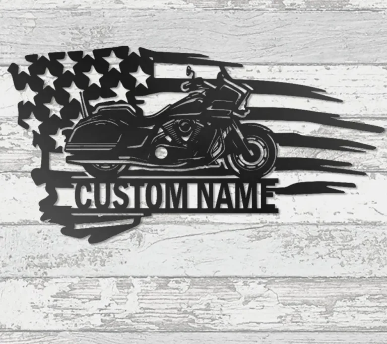 Custom Motorcycle Metal Wall Art, Personalized Motorcycle Garage Name Sign Decoration For Living Room, Biker Home Decor