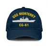 Uss Monterey Cg-61 Classic Cap, Custom Print/embroidered Us Navy Ships Classic Baseball Cap, Gift For Navy Veteran