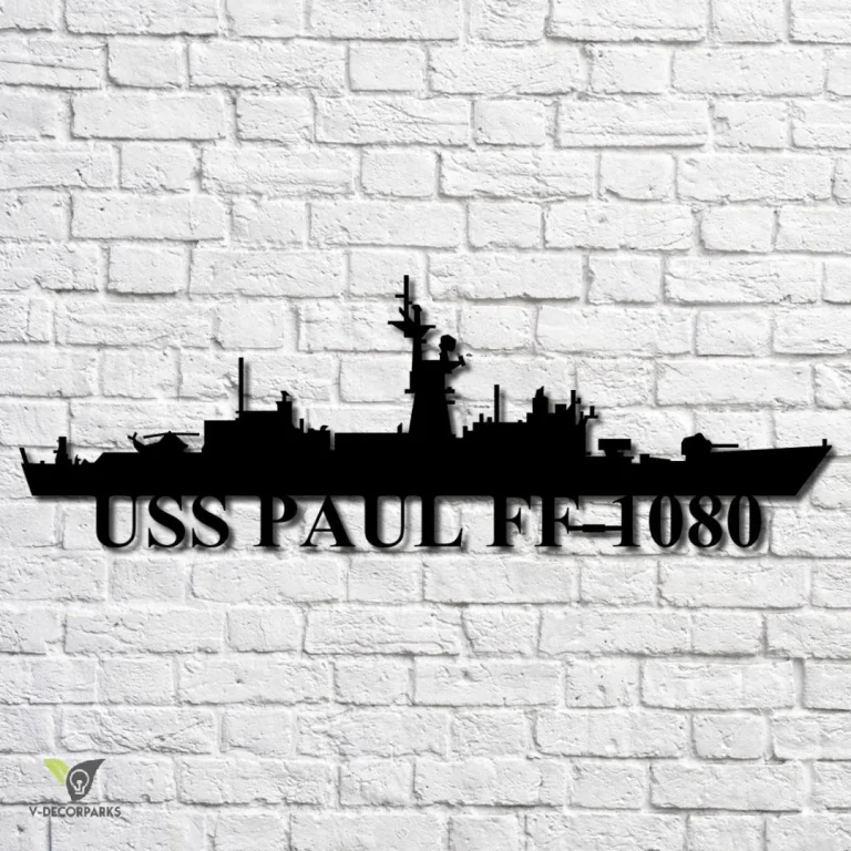 Uss Paul Ff-1080 Navy Ship Metal Art, Gift For Navy Veteran, Navy Ships Silhouette Metal Art, Navy Home Decor