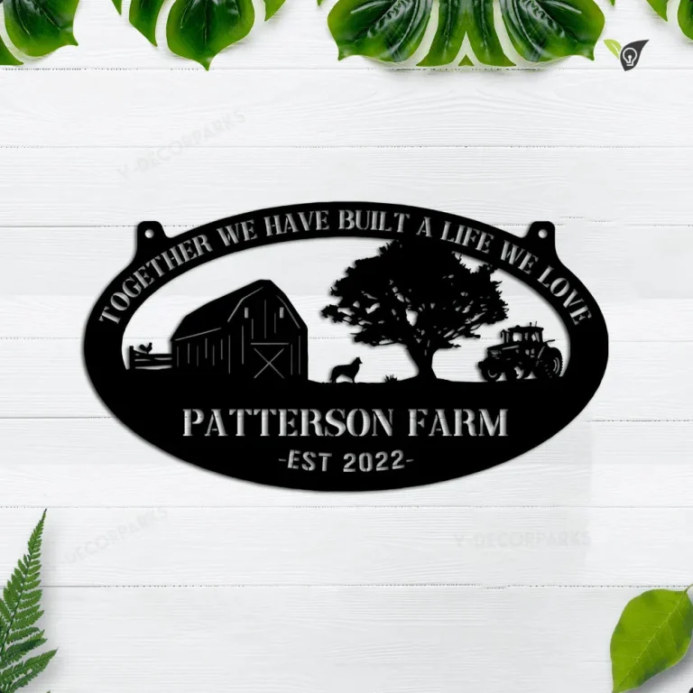 Personalized Metal Farm Sign Barn Dog Rooster Monogram