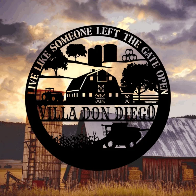 Personalized Metal Farm Sign Grain Bin Tractor Monogram With Led Lights, Metal Name Sign, Door Hanger, Housewarming Gift, Wedding Monogram