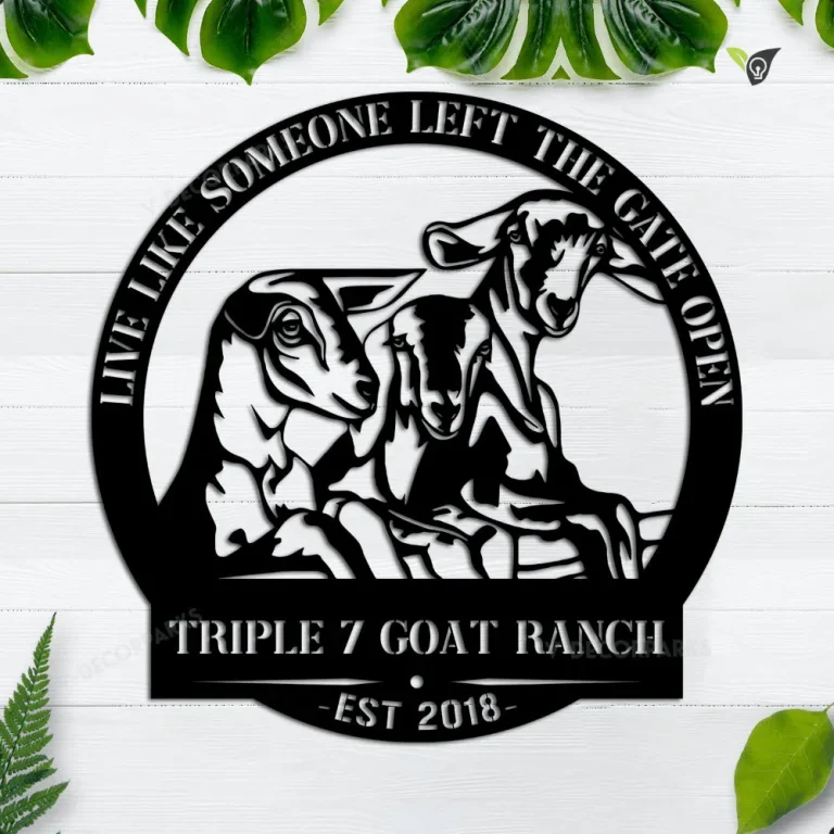 Personalized Metal Farm Sign Goat, Custom Outdoor Farmhouse