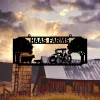 Custom Metal Farm Sign Cow Tractor Monogram With Led Lights, Outdoor Farmhouse, Front Gate Metal Sign