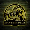 Personalized Horse Monogram Metal Art With Led Lights, Custom Outdoor Farm Metal Art