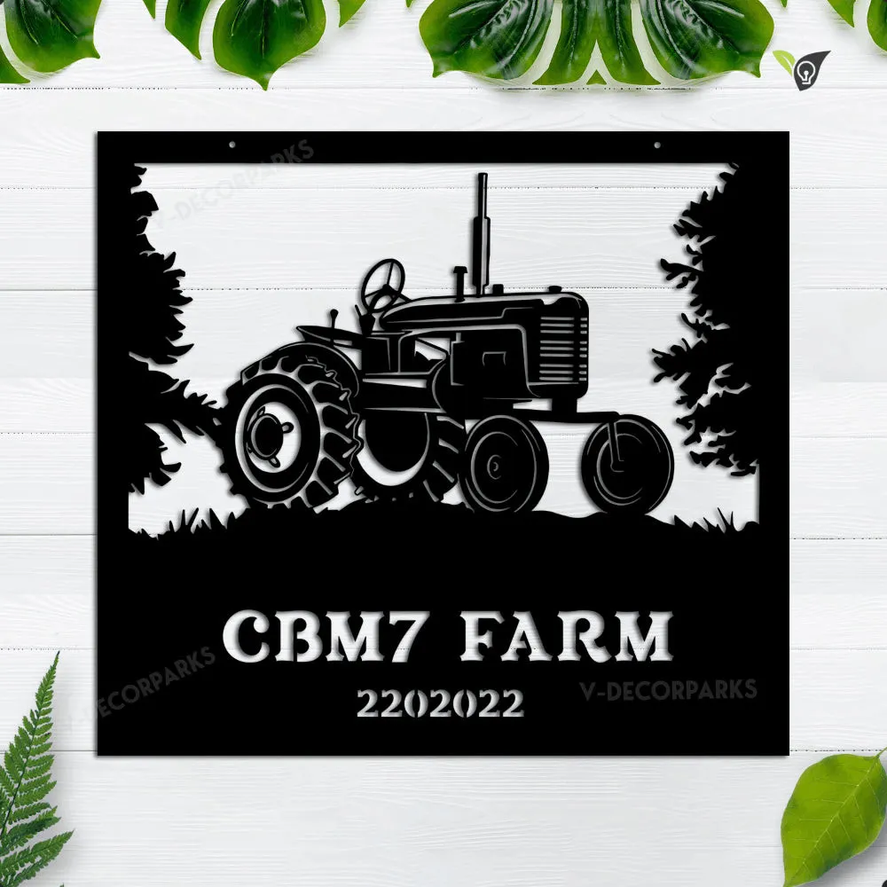 VDECO000079-12ch_xe-Farm.webp Personalized Metal Farm Sign Tractor Monogram, Custom Outdoor Front Gate