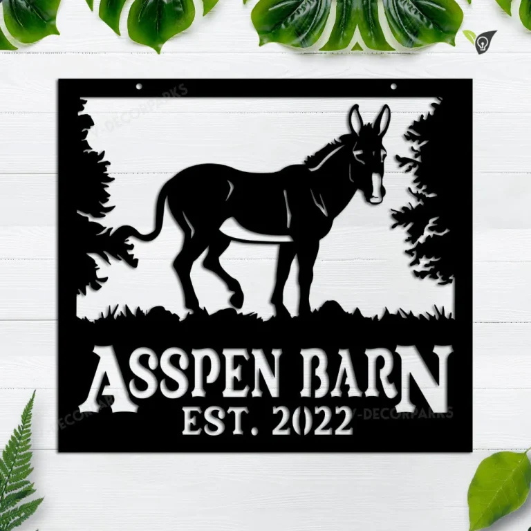 Personalized Metal Farm Sign Donkey Monogram With Led Lights, Metal Ranch Barn Garden Sign, Farmer Gift, Farm Metal Art, Donkey Lover Gift