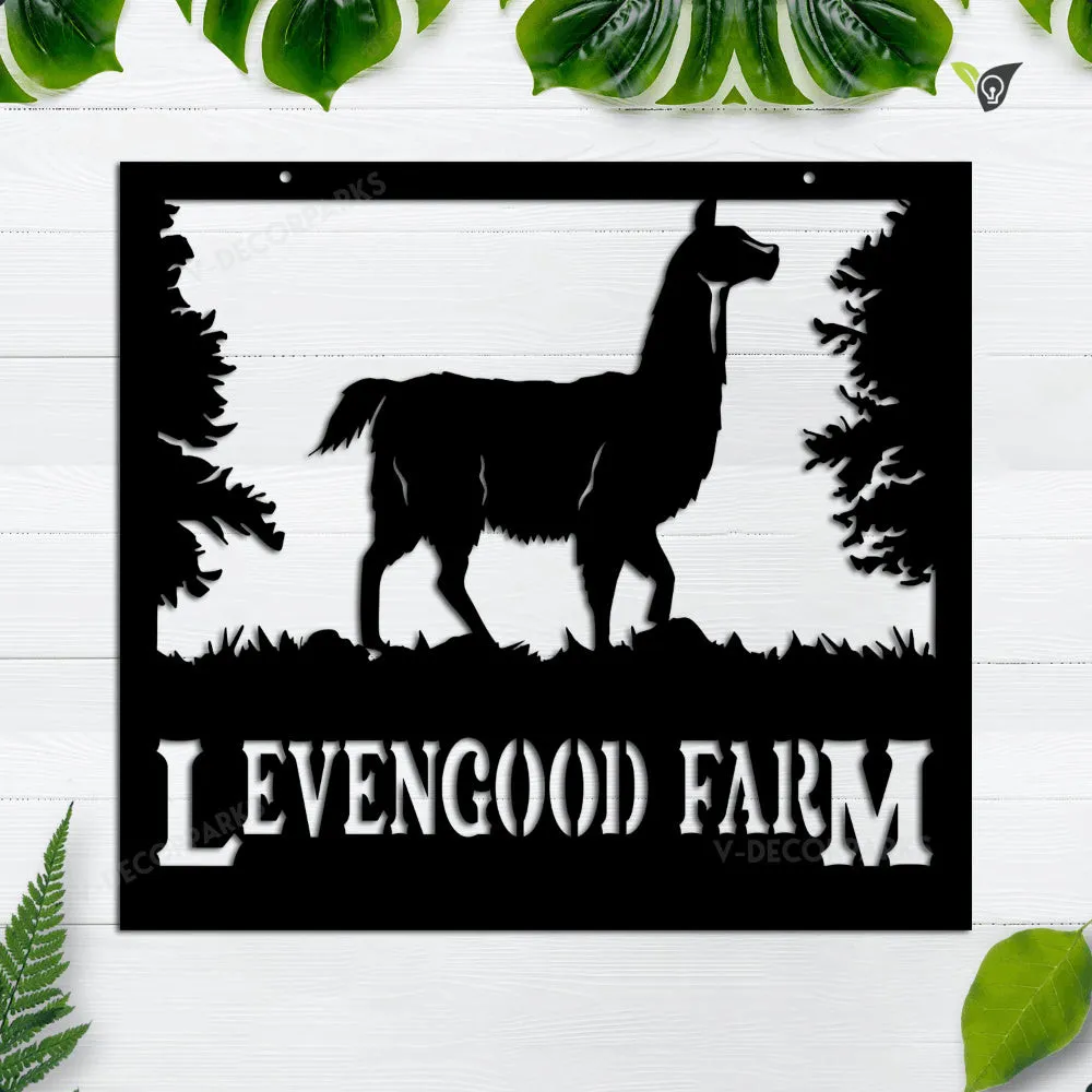VDECO000081-v2-4094-22inch.webp Personalized Metal Farm Sign Llama, Custom Outdoor Farmhouse, Ranch, Stable