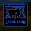 Personalized Metal Farm Sign Highland Cow Monogram With Led Lights, Custom Outdoor Farmhouse