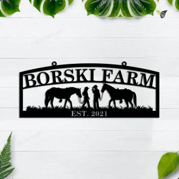 Personalized Metal Farm Sign Horse, Custom Outdoor Ranch, Barn, Stable, Front Gate, Wall Decor Art Gift
