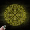 Viking Metal Sign With Led Lights, Nordic Mythology Large Decor, Old Norse Protection Rune, Viking Rune Sign, Viking Compass, Nordic Compass