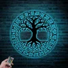 Viking Metal Wall Art Led Lights, Yggdrasil Sign, Viking Wall Art, Tree Of Life Sign, Nordic Wall Art, Nordic Metal Sign, Icelandic Vegvisir Sign Art