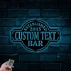 Vintage Metal Bar Sign With Led Lights - Established Wall Decor - Personalized Bar Sign - Lounge - Tap