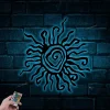 Wacky Sun Metal Wall Art With Led Lights, Patio Porch Decor, Hippie Fun Wacky Sun, Whimsical Spiral Sun, Garden Outdoor Decor