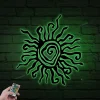 Wacky Sun Metal Wall Art With Led Lights, Patio Porch Decor, Hippie Fun Wacky Sun, Whimsical Spiral Sun, Garden Outdoor Decor