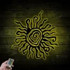 Wacky Sun Metal Wall Art With Led Lights, Patio Porch Decor, Hippie Fun Wacky Sun, Whimsical Spiral Sun, Garden Outdoor Decor