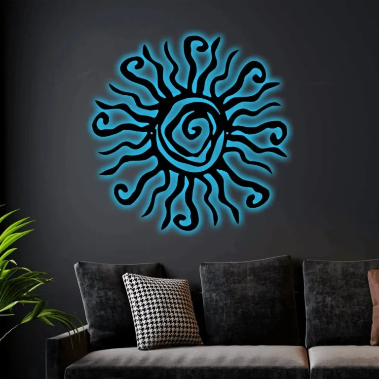 Wacky Sun Metal Wall Art With Led Lights, Sun Decor, Outdoor Patio Decor, Wacky Sun Wall Art, Home Decor