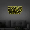 Wake Up Kick Ass Repeat Metal Wall Sign With Led Lights, Gym Sign, Sports Sign, Home Decor Sign, Kick Ass Sign, Wake Up Kick Ass, Hardcore Gym Sign