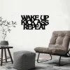 Wake Up Kick Ass Repeat Metal Wall Sign With Led Lights, Gym Sign, Sports Sign, Home Decor Sign, Kick Ass Sign, Wake Up Kick Ass, Hardcore Gym Sign