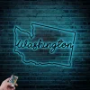 Washington Sign With Led Lights, Washington Metal Sign, Metal Washington State Sign Wall Art, Washington Metal Wall Art, Washington Wall Art