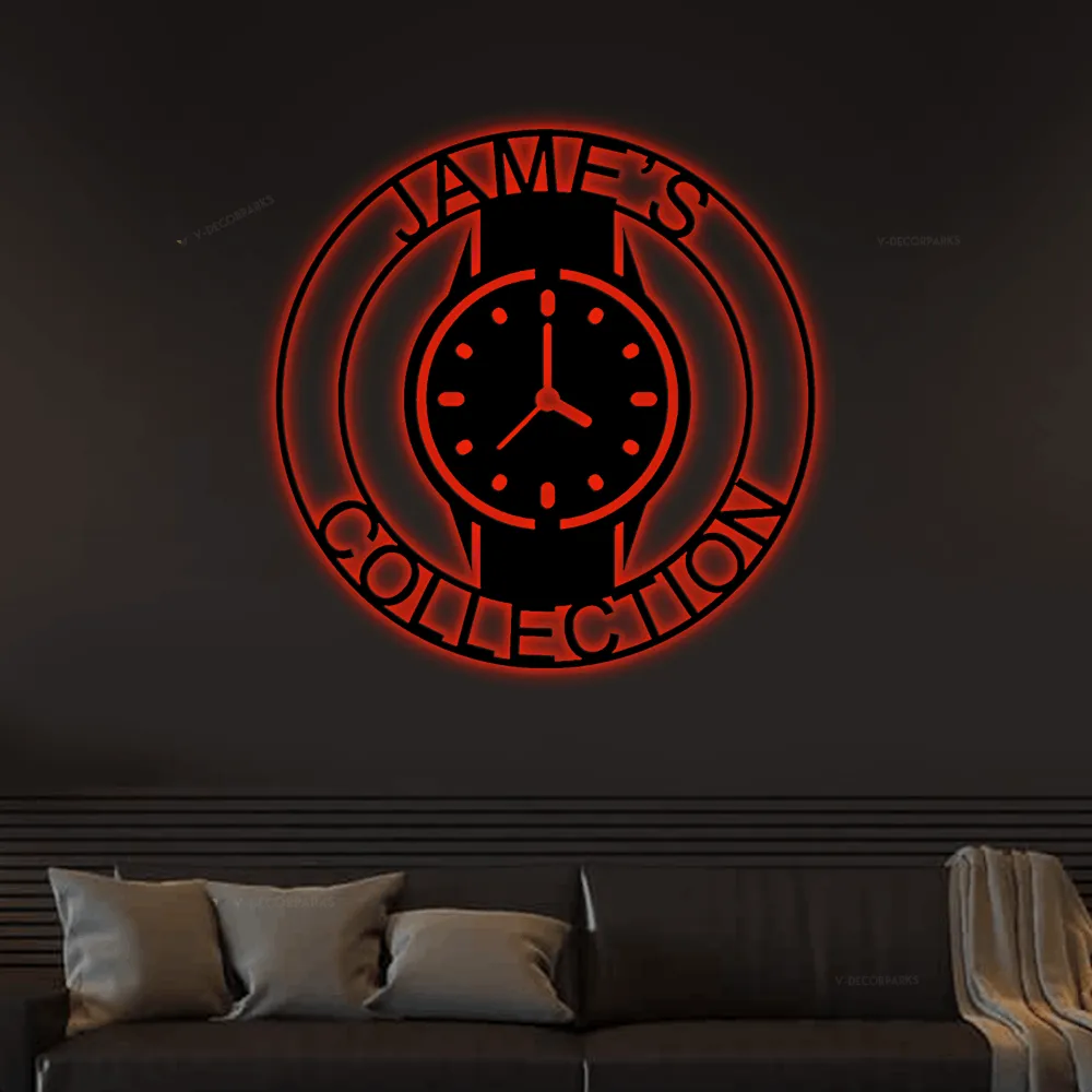Watch Collection Sign With Led Lights, Luxury Watch Decor, Wrist Watch Sign, Watch Lover Gift, Wrist Watch Metal Sign, Watch Collector Gift