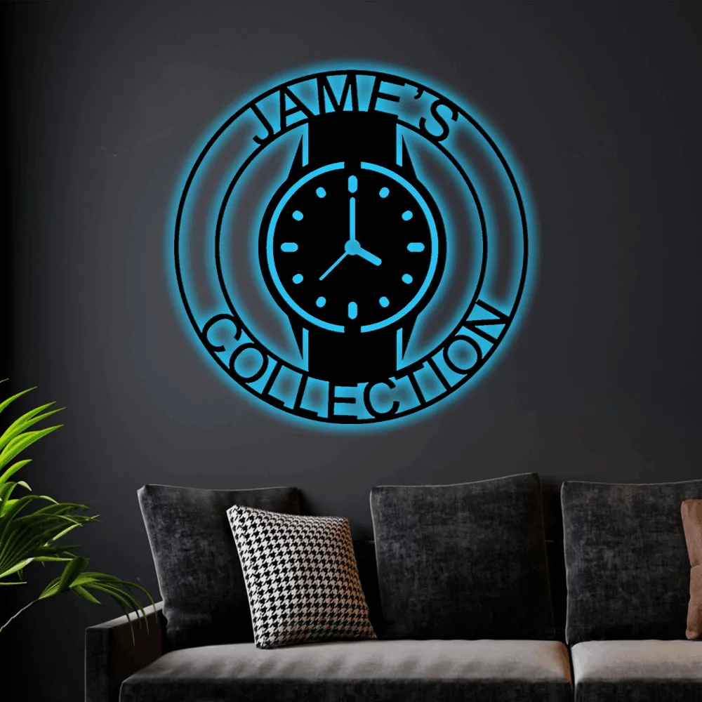 Watch Collection Sign With Led Lights, Luxury Watch Decor, Wrist Watch Sign, Watch Lover Gift, Wrist Watch Metal Sign, Watch Collector Gift