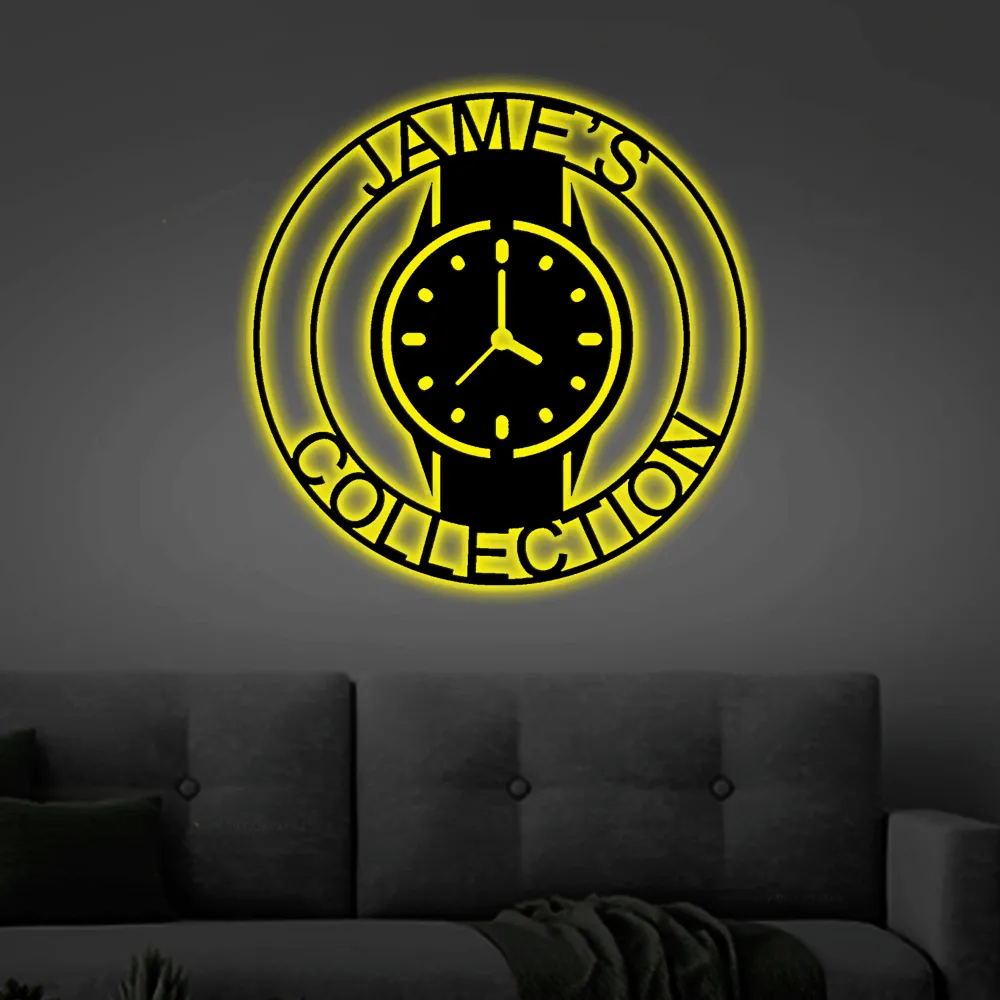 Watch Collection Sign With Led Lights, Luxury Watch Decor, Wrist Watch Sign, Watch Lover Gift, Wrist Watch Metal Sign, Watch Collector Gift
